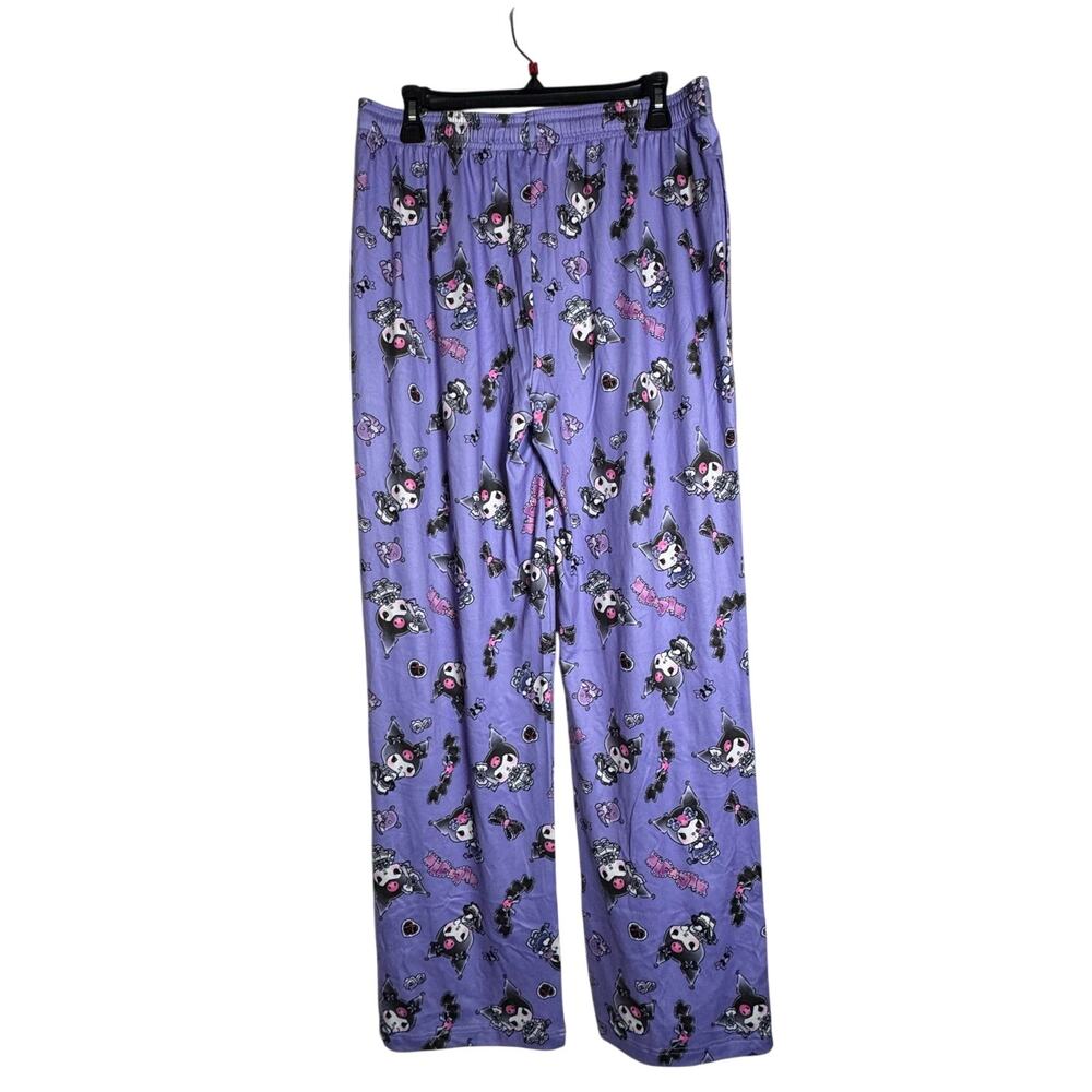 SANRIO KUROMI Sleep Pants NEW Purple Black Drawstring Pull-on Pants Size M - Picture 2 of 5